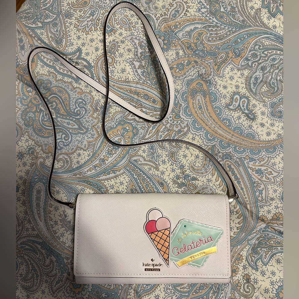 NWOT Kate Spade Cream Crossbody Bag with Ice Cream Design